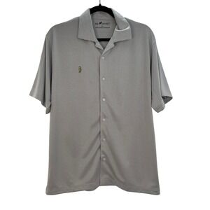 HL Sport Bamboo Charcoal Performance Seahorse Striped Button Up Shirt Size Small